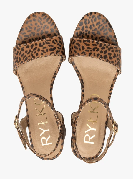 Braune Damen-Sandalen mit Leopardenmuster