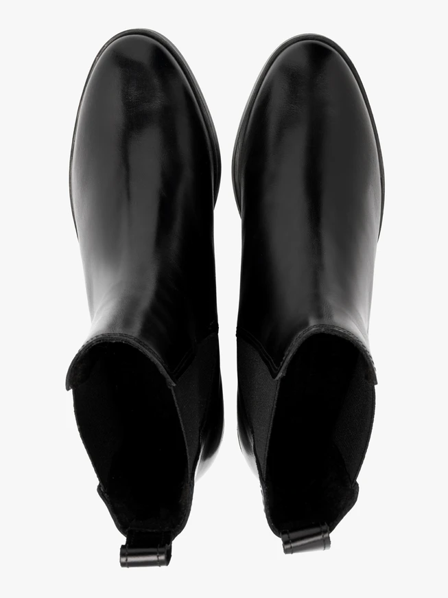 Schwarze Leder Damen Slingbacks mit niedrigem Absatz