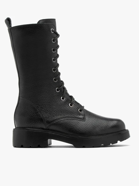 Black high lace-up boots for women