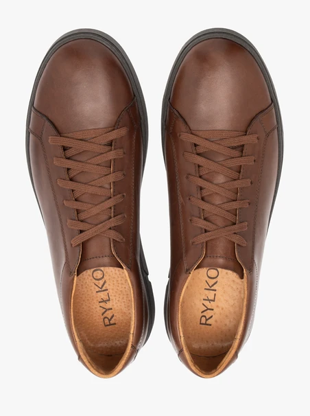 Dunkelbraune Herren-Turnschuhe aus Leder
