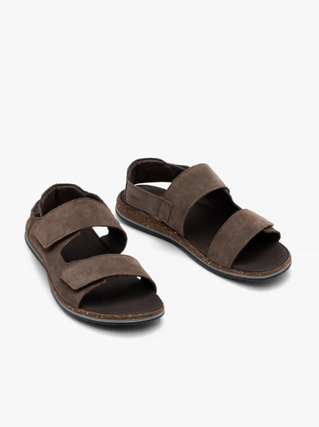 Grau-braune Herren-Klettverschluss-Sandalen