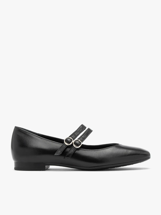 Schwarze Damenballerinas mit zwei Riemen