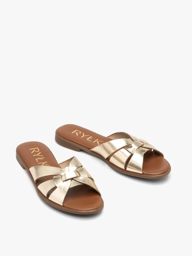 Flache Damen-Flip-Flops in Gold