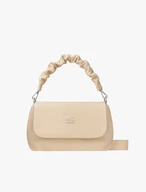 Small beige handbag with decorative handle