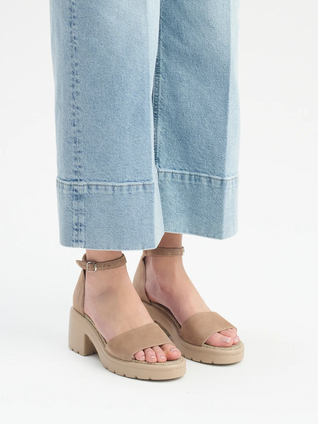 Beige suede women’s sandals