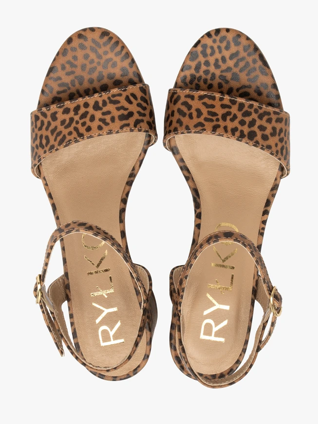 Braune Damen-Sandalen mit Leopardenmuster
