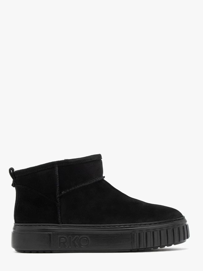 Schwarze Velours-Schneestiefel mit leichtem Boden