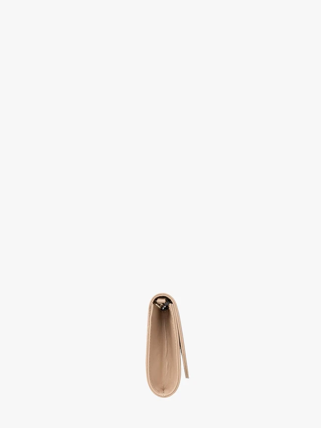 Beige elegante Handtasche mit dekorativer Klappe