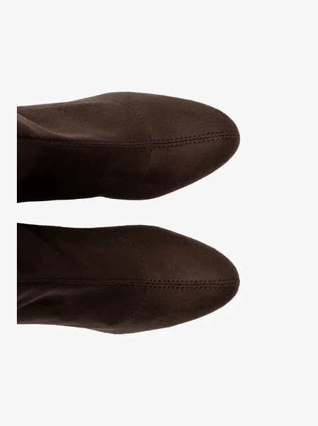 Braune elastische Keilstiefel mit runder Spitze