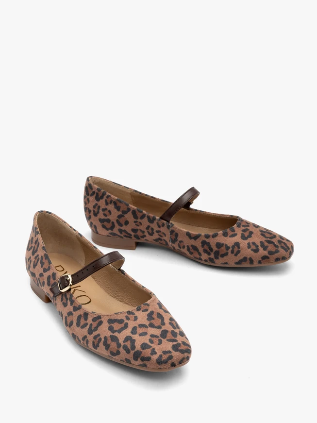 Damen-Ballerinas im Mary-Jane-Stil mit Leopardenmuster