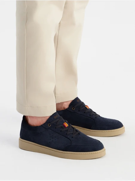 Granatowe welurowe sneakersy męskie