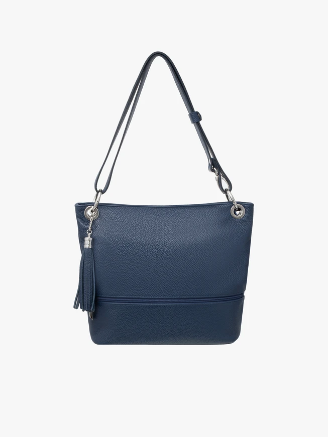Marineblaue Shopper-Tasche mit Klettverschluss