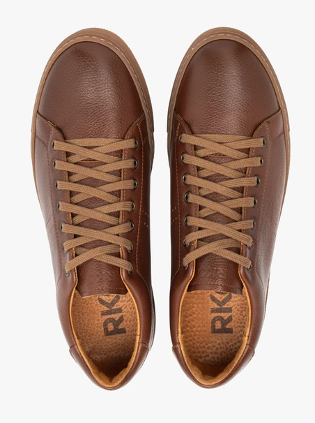 Brown leather sporty-style shoes