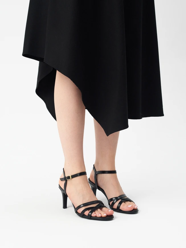 Schwarze Damen Riemchensandalen
