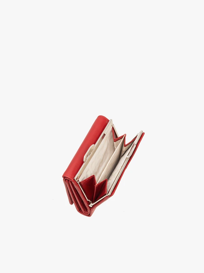 Rote Damenbrieftasche mit dekorativem Verschluss