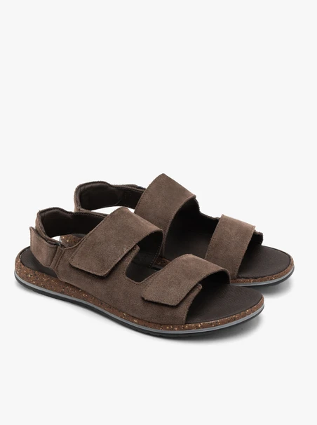 Grau-braune Herren-Klettverschluss-Sandalen