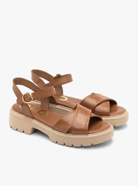Hellbraune Damen Plateausandalen