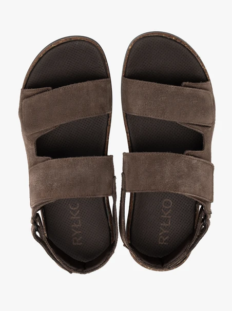 Grau-braune Herren-Klettverschluss-Sandalen