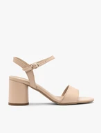 Beigefarbene Sandalen mit rundem Absatz