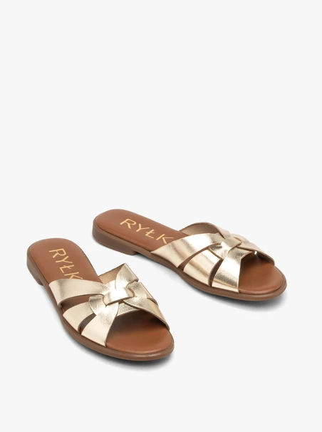 Flache Damen-Flip-Flops in Gold