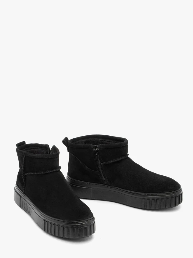 Schwarze Velours-Schneestiefel mit leichtem Boden