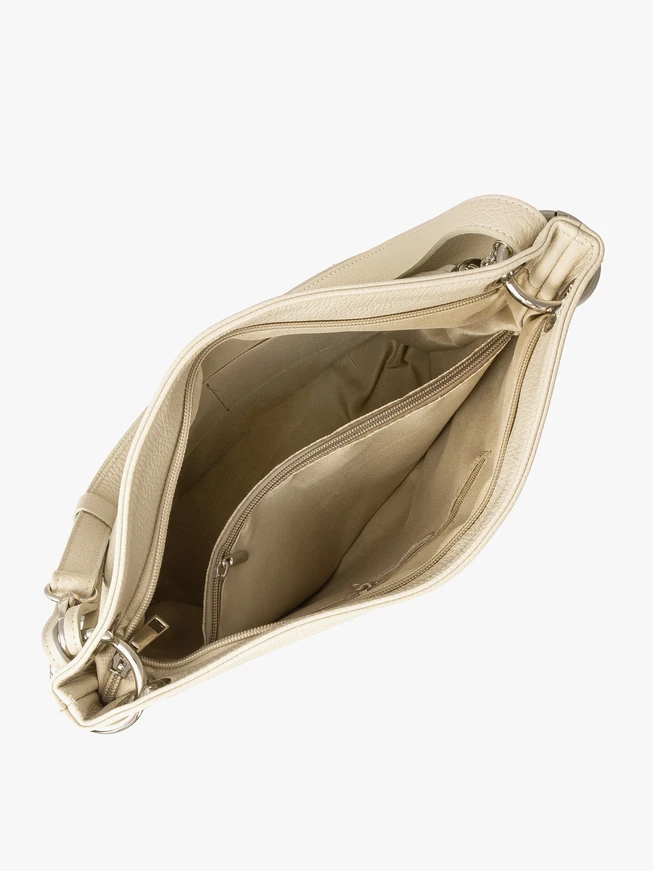 Cremefarbene Shopper-Tasche mit Haken- und Ösenverschluss