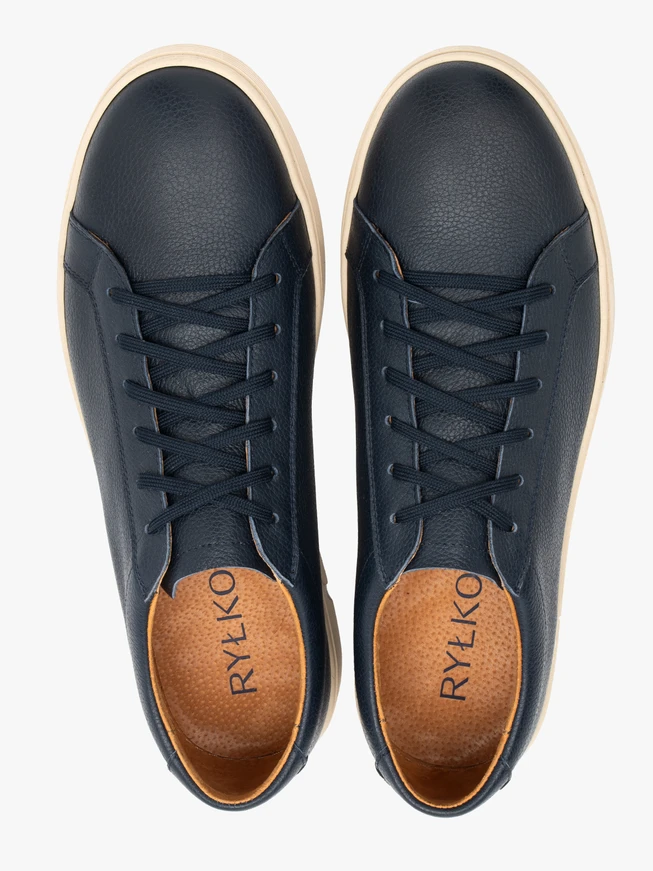 Marineblaue Leder-Turnschuhe für Männer