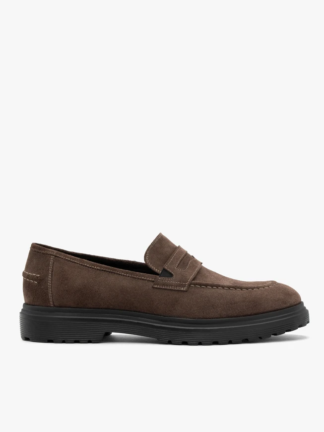 Velvet chunky-sole loafers