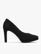 Schwarze Stiletto-Pumps und Ballkleider aus Velours