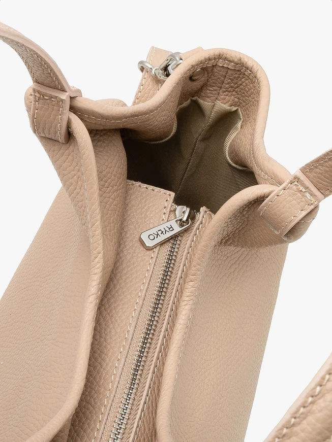 Beige shopper bag with handle and strap