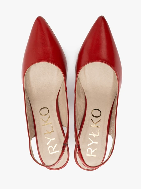 Rote Slingback-Pumps mit Stilettoabsatz