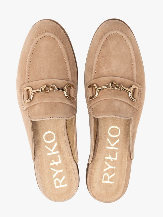 Suede mule slides with ornament