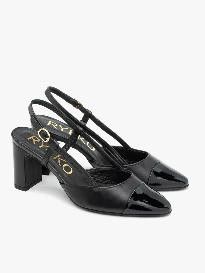 Czarne czółenka slingback bez pięty