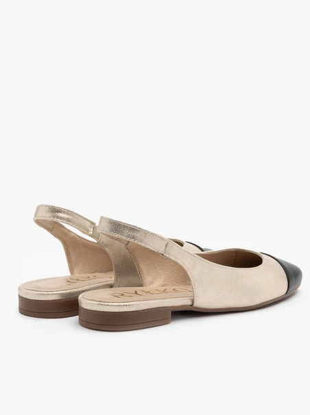 Platinum slingback ballerinas with black toe