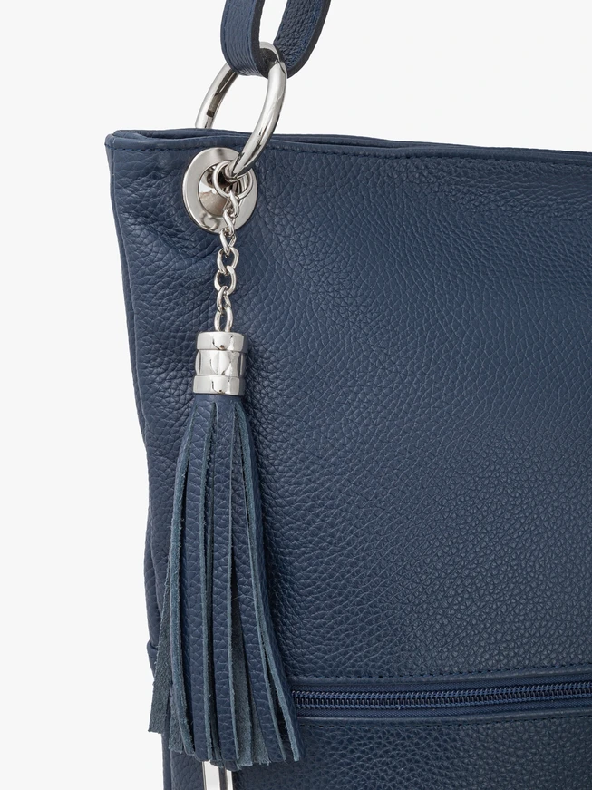 Marineblaue Shopper-Tasche mit Klettverschluss