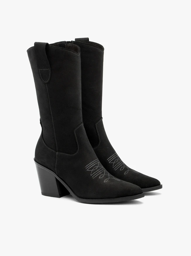 Schwarze Cowboystiefel mit halbhohem Schaft