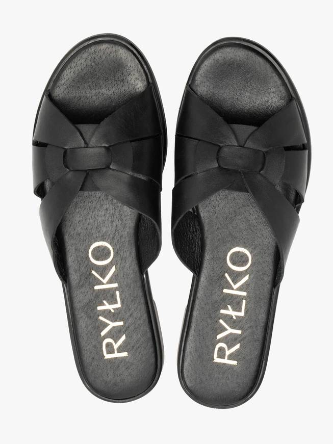 Schwarze flache Damen-Flip-Flops