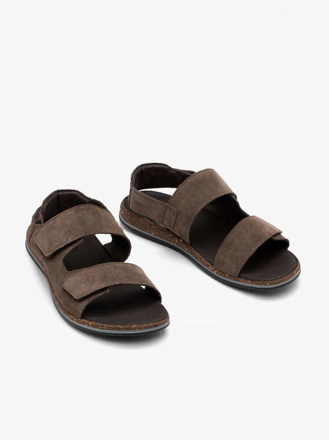 Grau-braune Herren-Klettverschluss-Sandalen