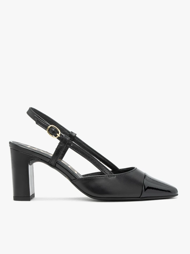 Czarne czółenka slingback bez pięty