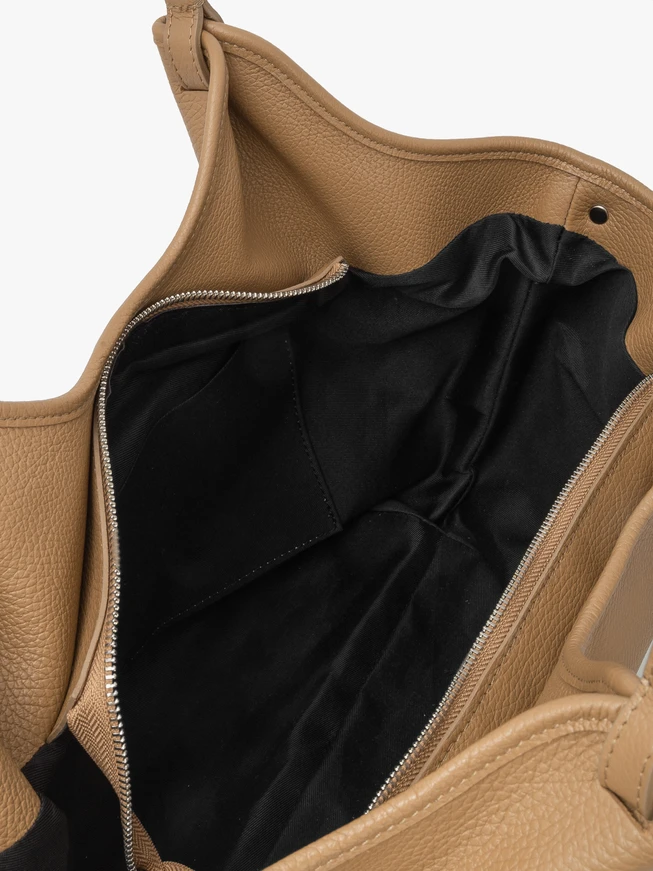 Beige geräumige Shopper-Tasche