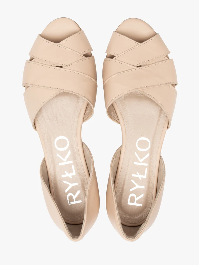 Beigefarbene Peep-Toe-Sandalen