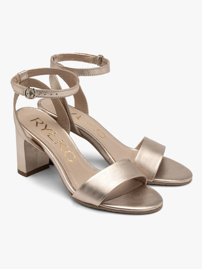 Platinum block-heel sandals