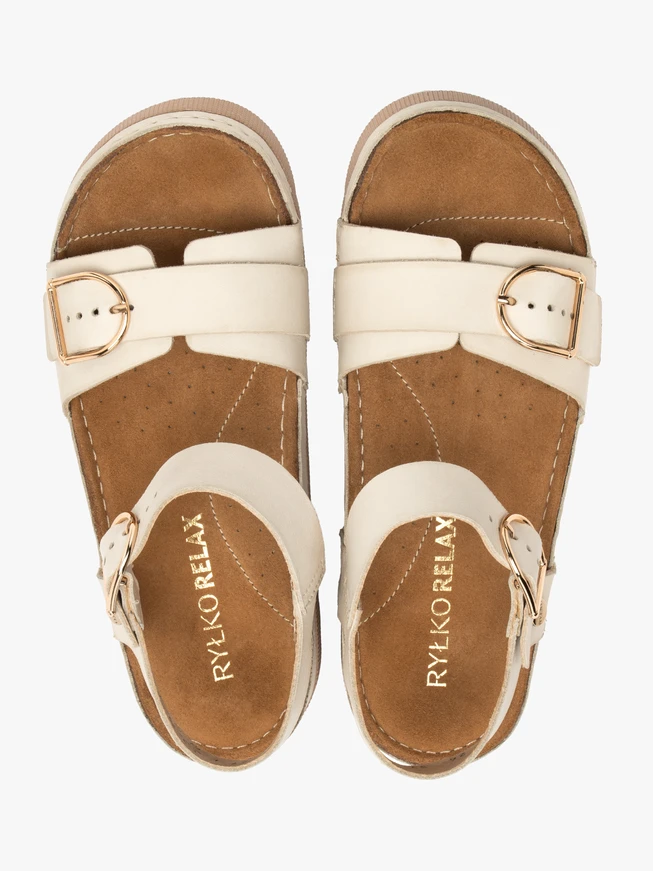 Cremefarbene Damen-Sandalen