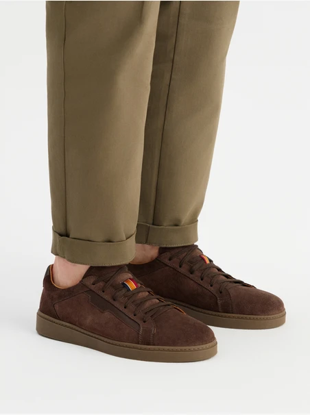 Braune Herren Halbschuhe aus Veloursleder