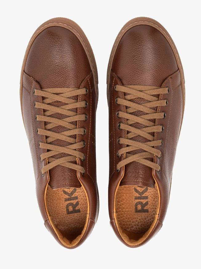 Brown leather sporty-style shoes