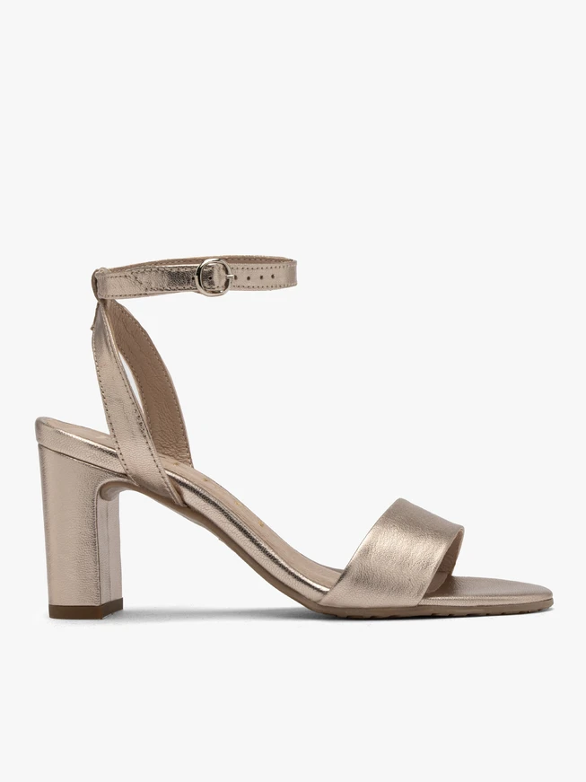 Platinum block-heel sandals