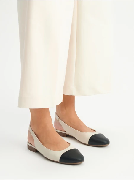 Cream and black slingback ballerinas