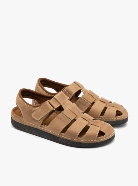 Beige men’s hook-and-loop sandals