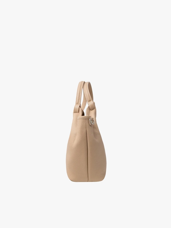 Beige shopper bag with handle and strap