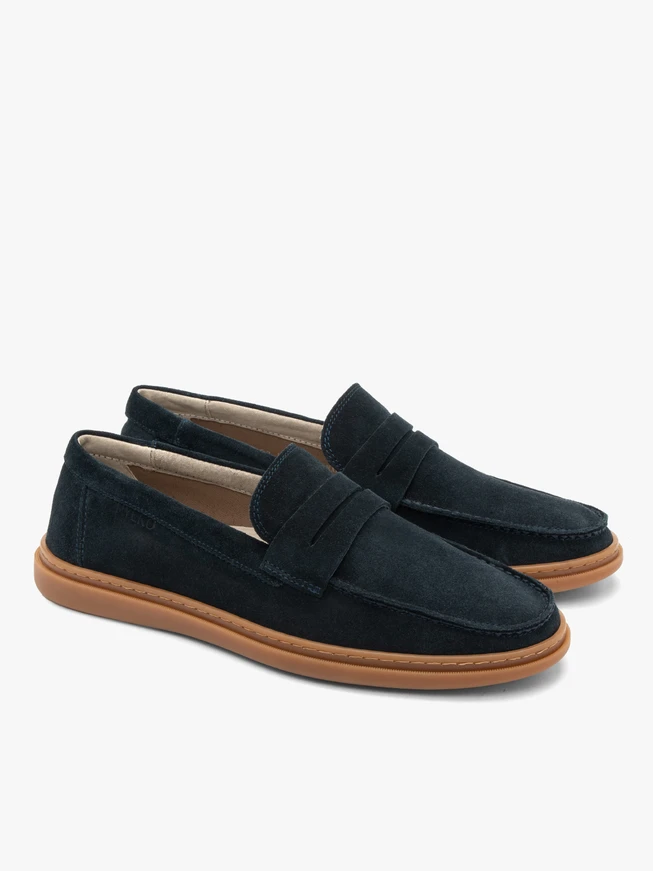 Mokassins aus marineblauem Veloursleder